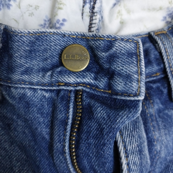 90s L.L. Bean 100% Cotton Blue Jeans High Rise Relaxed Fit Flannel Lined Size 6P - Picture 7 of 8